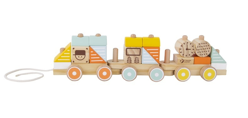 Wooden Pull Train 21 piece set by Classic World