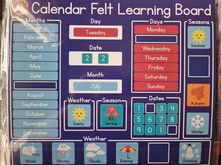 Felt Learning Board - My First Calendar and Weather Chart - LFLBC