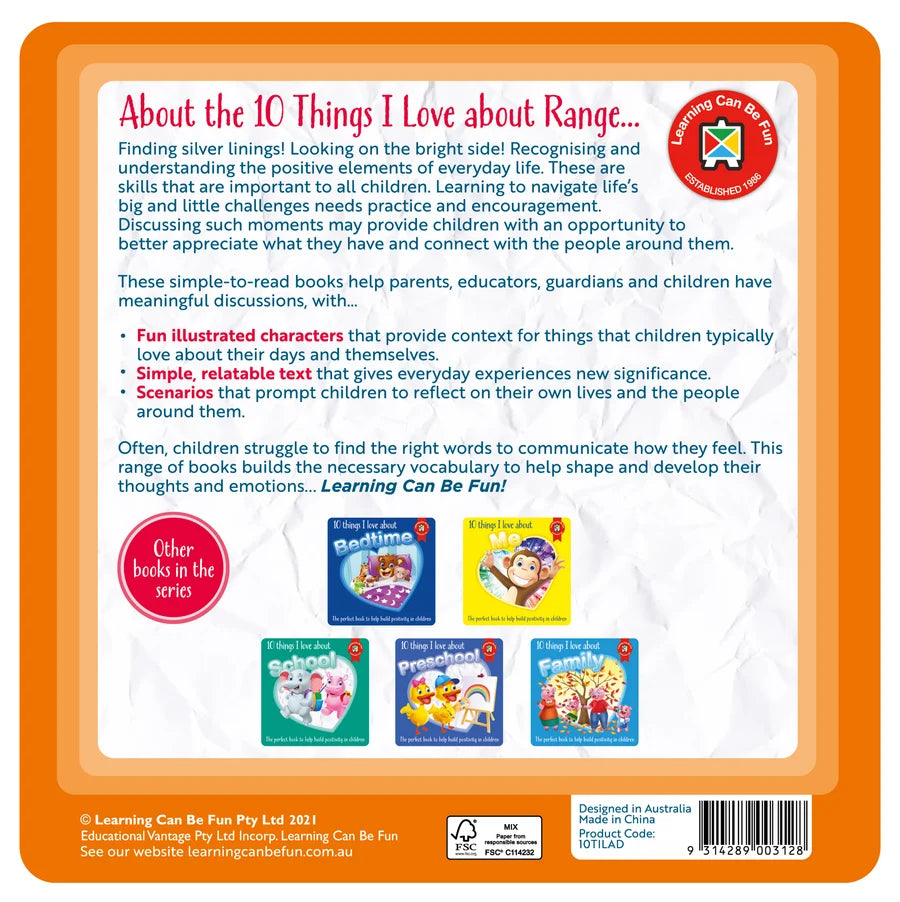 10 Things I Love About Dinnertime - Children's Book