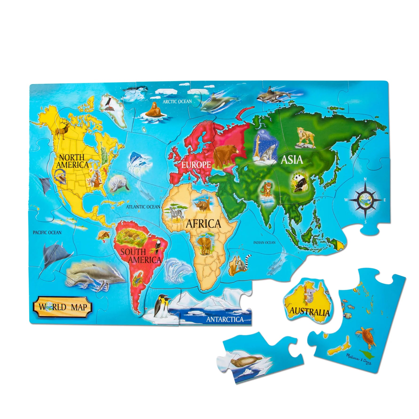Melissa & Doug – World Map Floor Puzzle – 33 Pieces