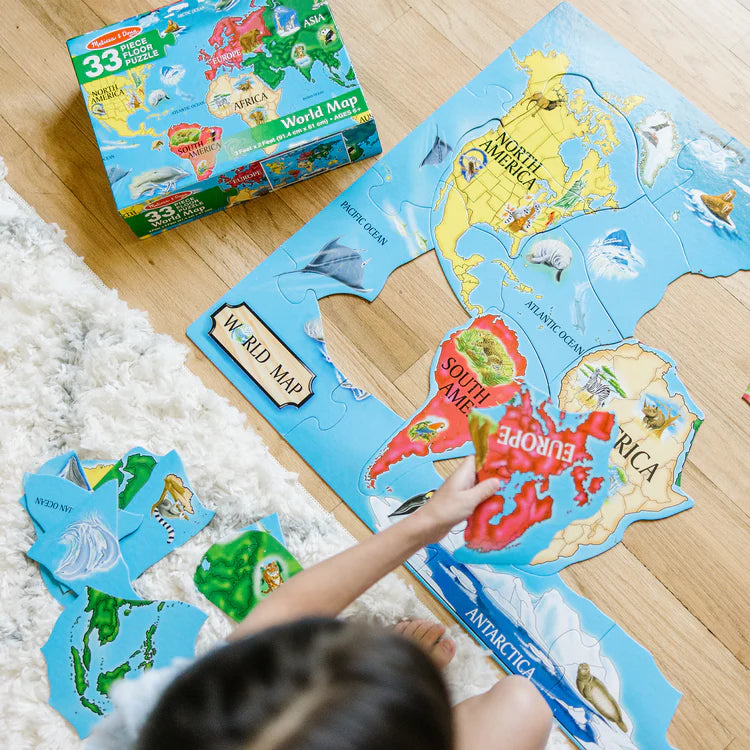 Melissa & Doug – World Map Floor Puzzle – 33 Pieces