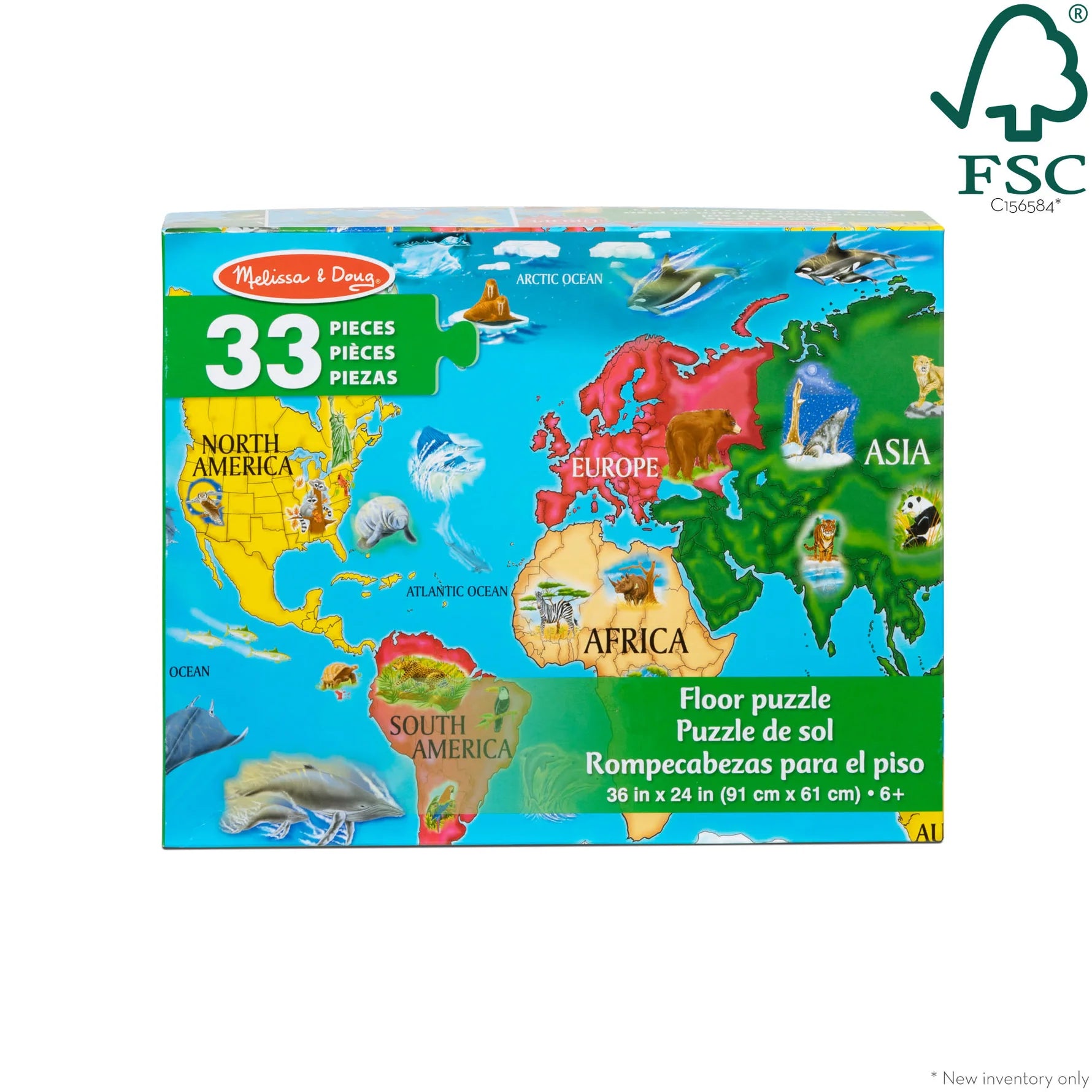 Melissa & Doug – World Map Floor Puzzle – 33 Pieces