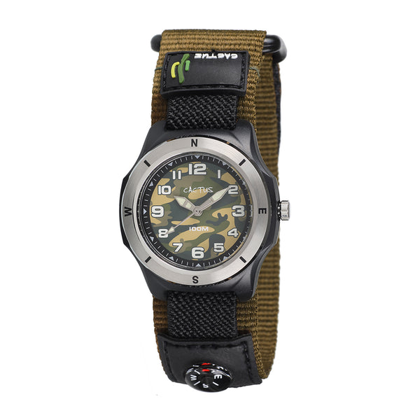 Cactus - Navigator - Kids Waterproof Watch - Camouflage -Learn Time - Past and To