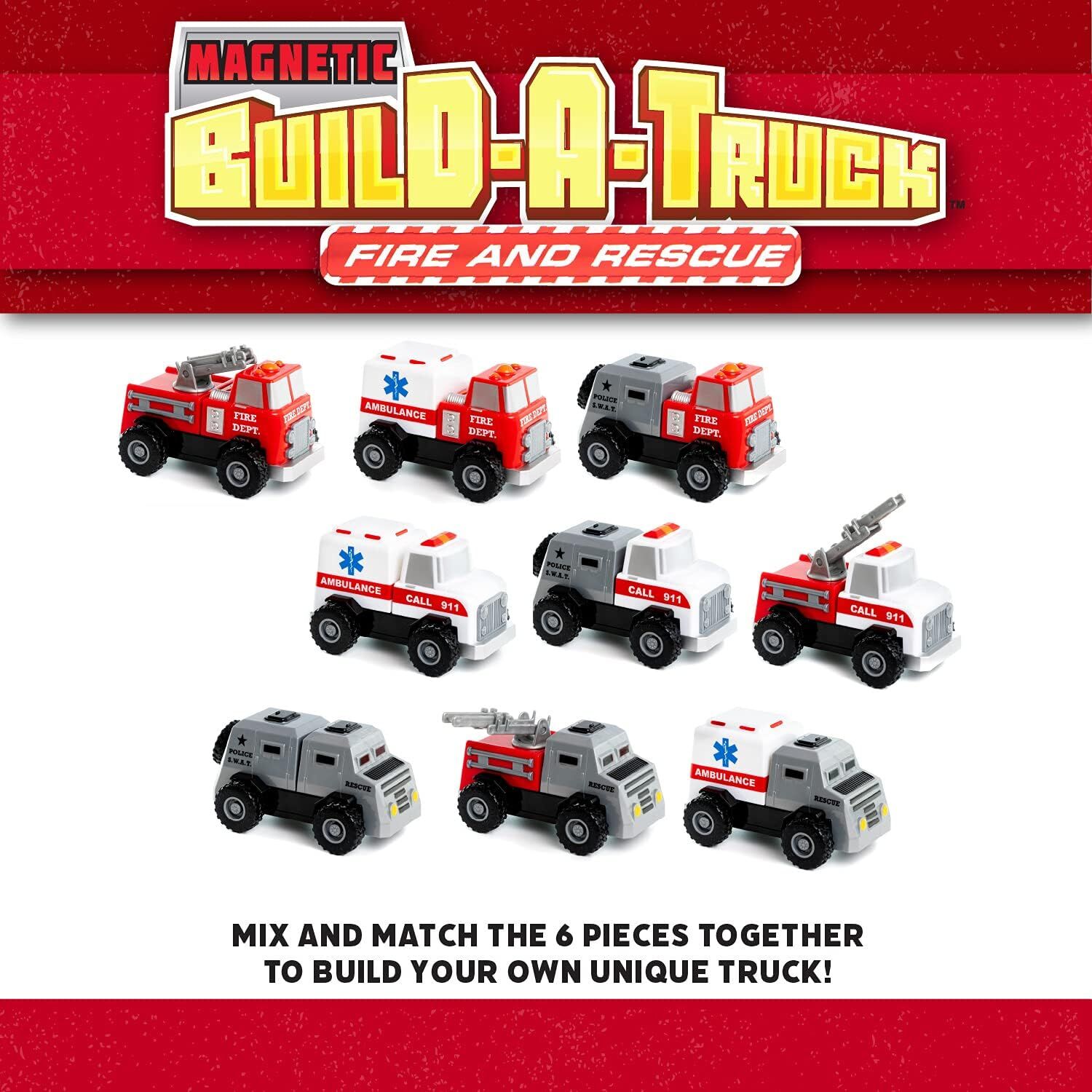 Magnetic Build-A-Truck Fire & Rescue – Popular Playthings