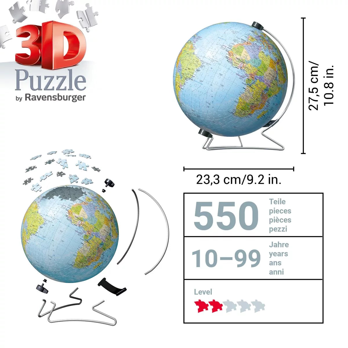 Ravensburger 3D 550pc World Globe Puzzle on stand