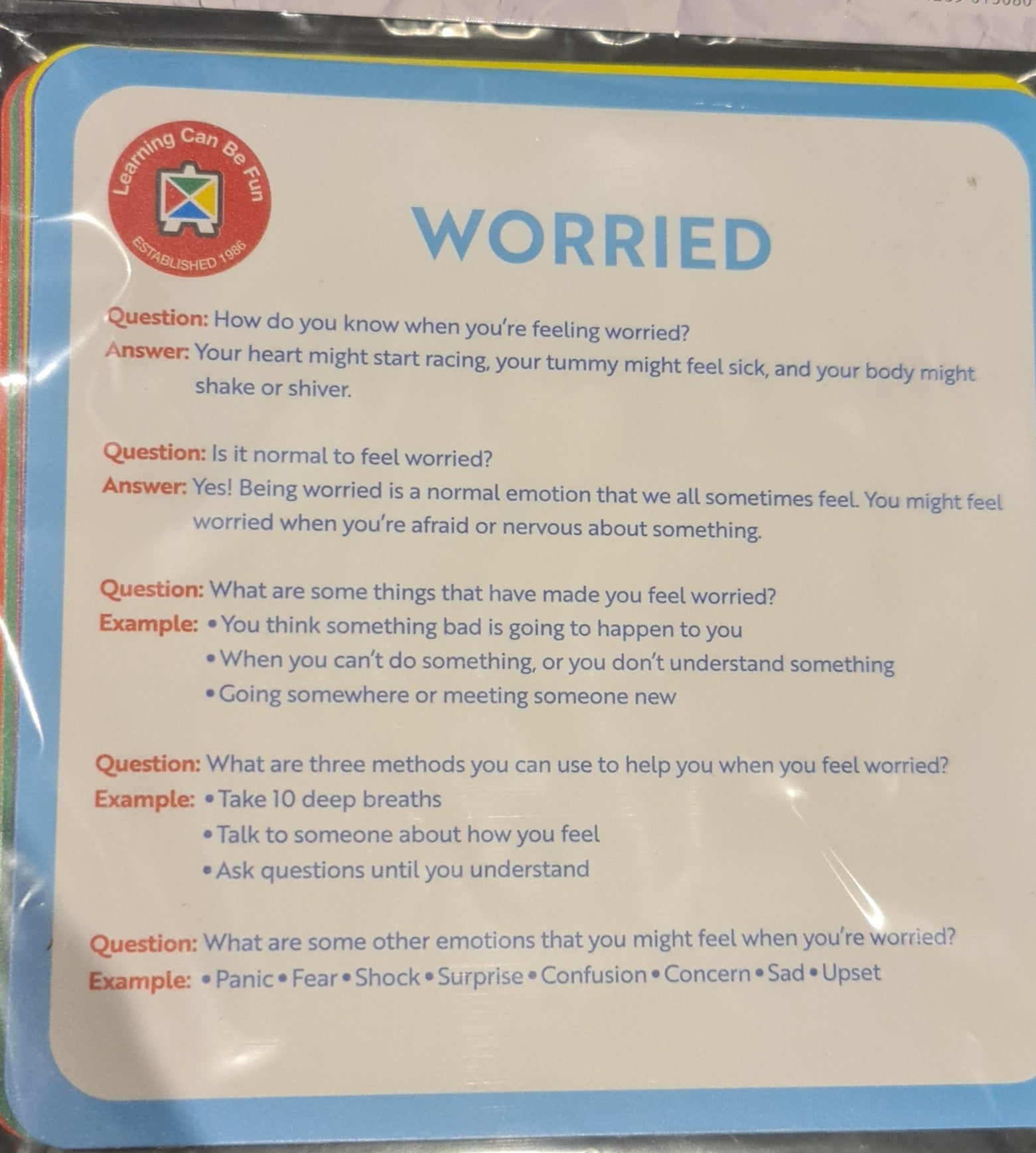 Emotion Cards with Q & A Guide - Emotions Training