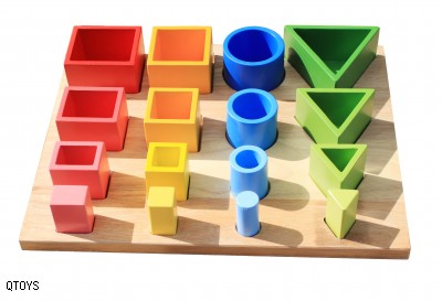 Montessori Inspired wooden 3D sorting and nesting board