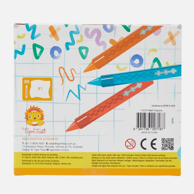 Pack of 8 Bath Crayons by Tiger Tribe - Ages 3+