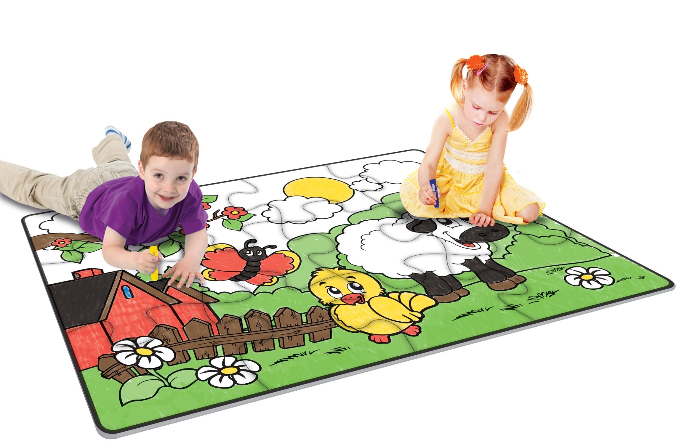 Giant Paint a Puzzle - Fun at the Farm Floor Painting Puzzle - by Little Brian