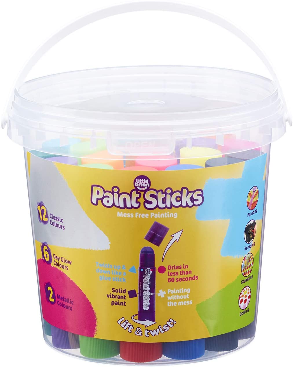20 Pack of Mess Free Paint Sticks Bucket by Little Brian