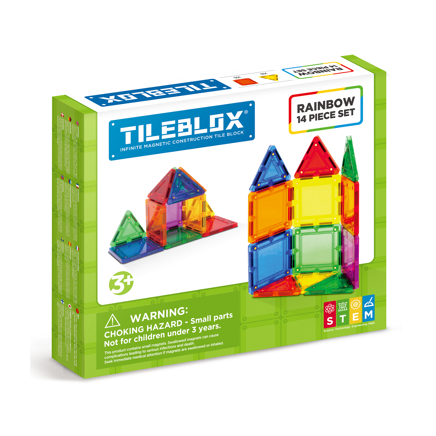 TILEBLOX Rainbow 14pc Set magnetic tiles by Magformers 1030001