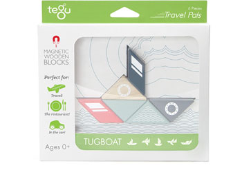 Tugboat Travel Pals - Magnetic Wooden Blocks by Tegu