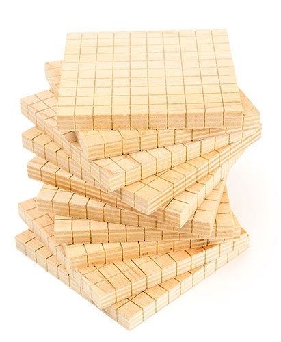 Wooden Tens Set - MAB Blocks - 100 Cubes 10 Rods 10 Flats 1 Base