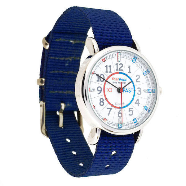 Easy Read Kids Watch ( Blue Band  Red+Blue face ) Learn to tell the time ( Past and To )