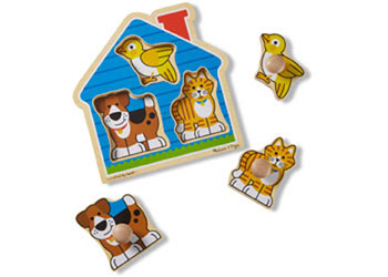 House Pets Jumbo Knob Puzzle 3 Piece - 12 months +   -by Melissa & Doug
