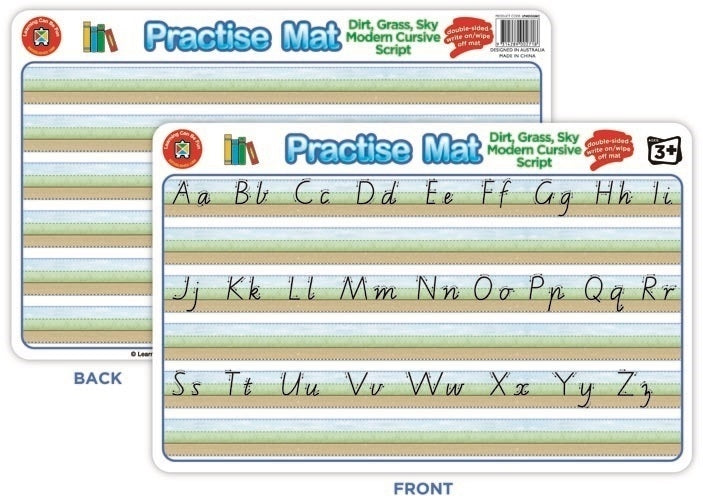 Practise Mat - Learn to Write Modern Cursive - Dirt, Grass, Sky