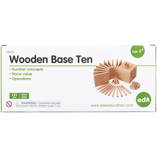 Wooden Tens Set - MAB Blocks - 100 Cubes 10 Rods 10 Flats 1 Base