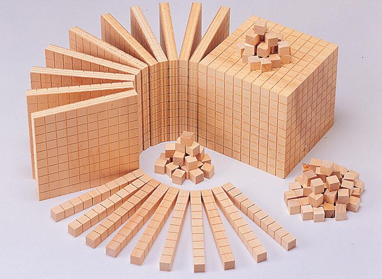 Wooden Tens Set - MAB Blocks - 100 Cubes 10 Rods 10 Flats 1 Base